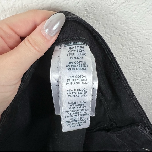 Good American Good Legs Coated Mid Rise Ankle Skinny Jeans Black Size 20 - Picture 7 of 7